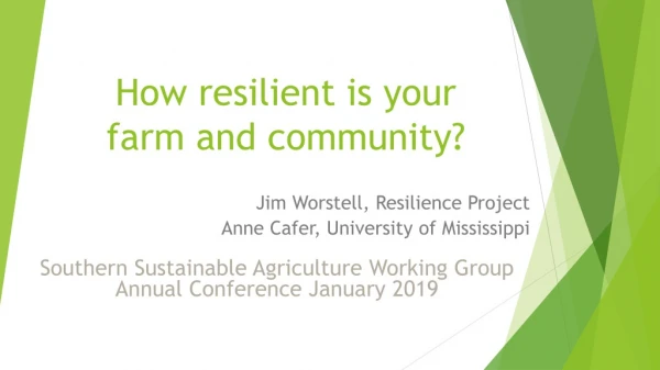 How resilient is your farm and community?