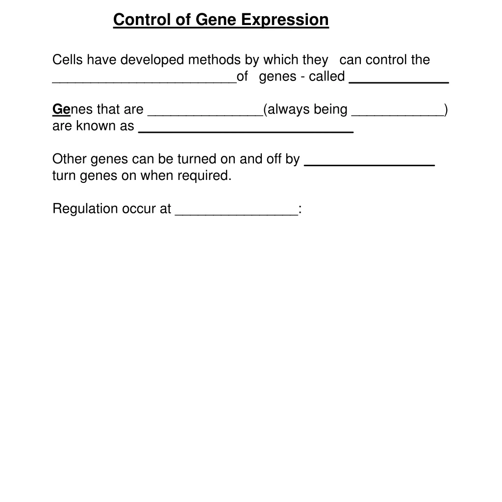 control of gene expression