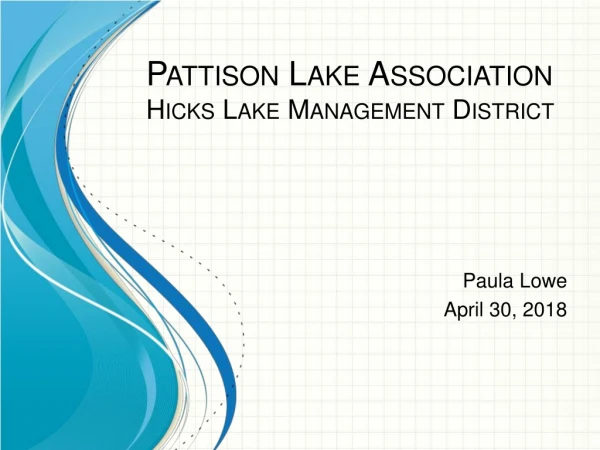 Pattison Lake Association Hicks Lake Management District