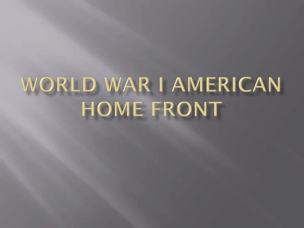 World War I American Home Front