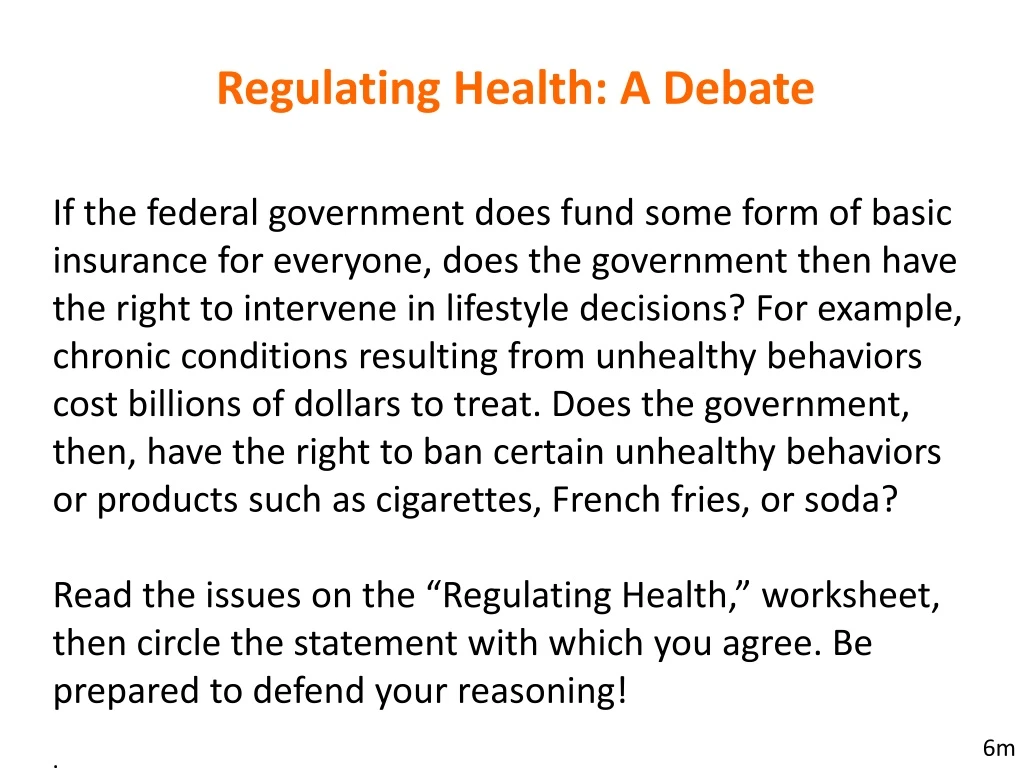 regulating health a debate