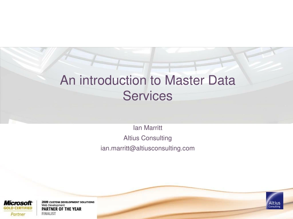 an introduction to master data services