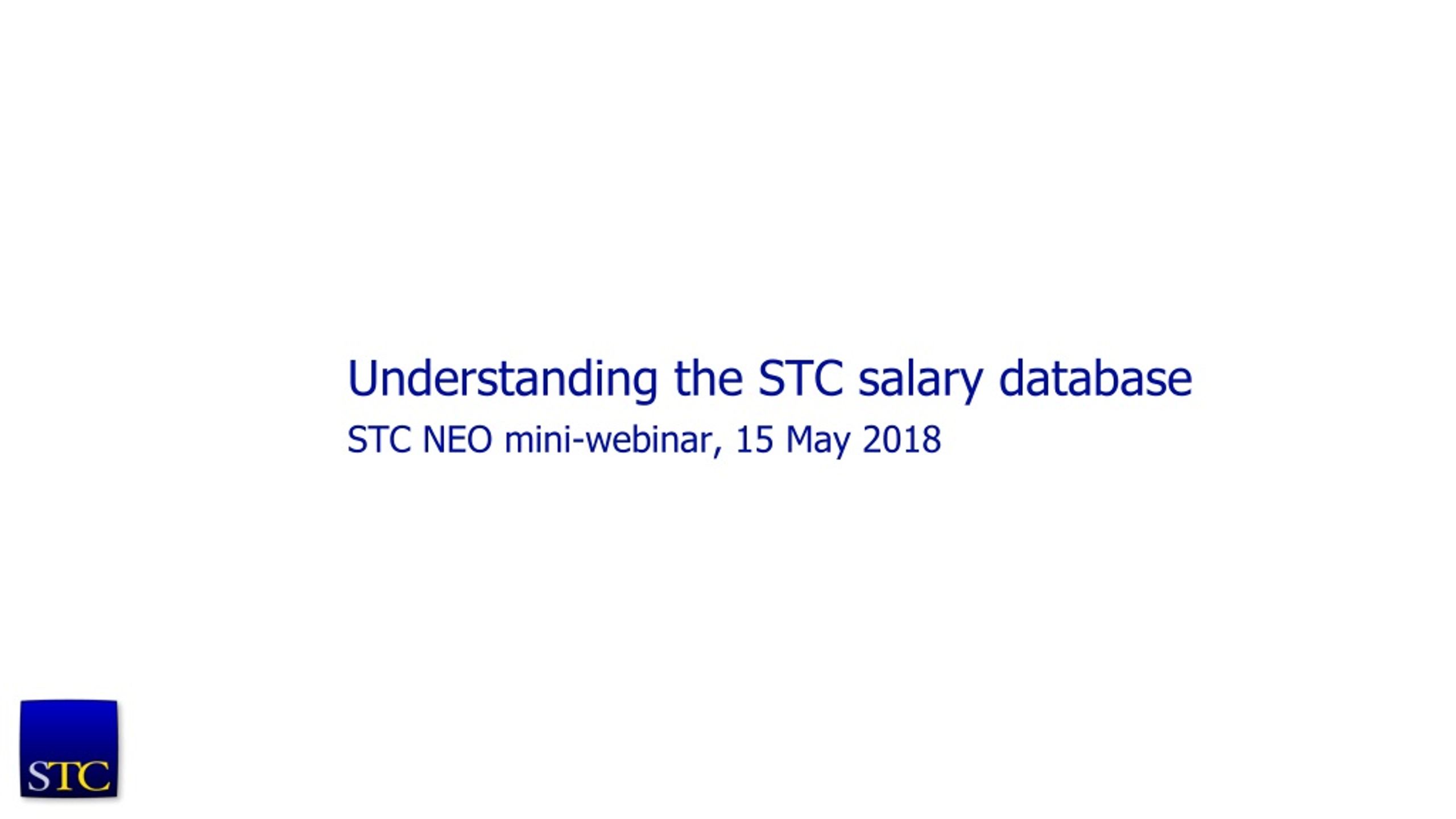 STC Salary Database: A Comprehensive Overview by James Bousquet - slide 1