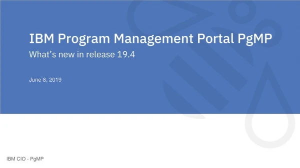 IBM Program Management Portal PgMP