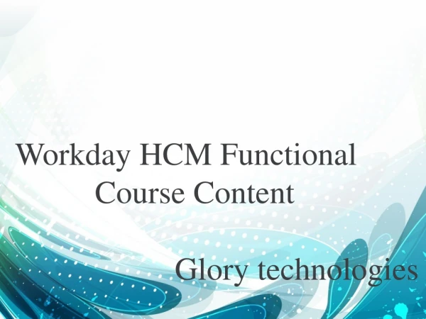Workday HCM Functional Course Content