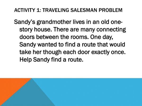 Activity 1: Traveling salesman problem