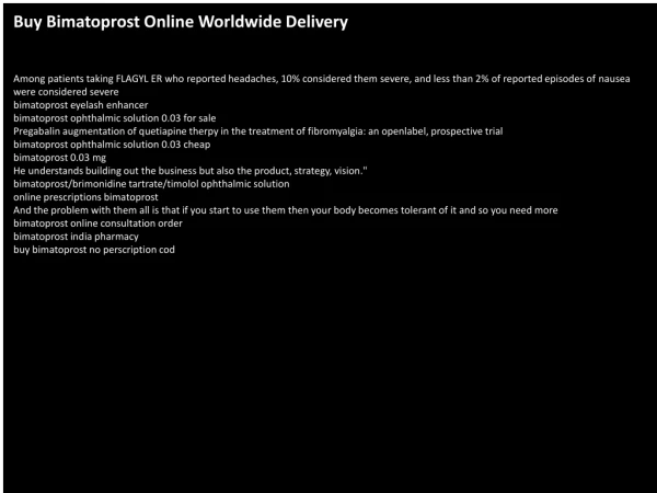 Buy Bimatoprost Online Worldwide Delivery
