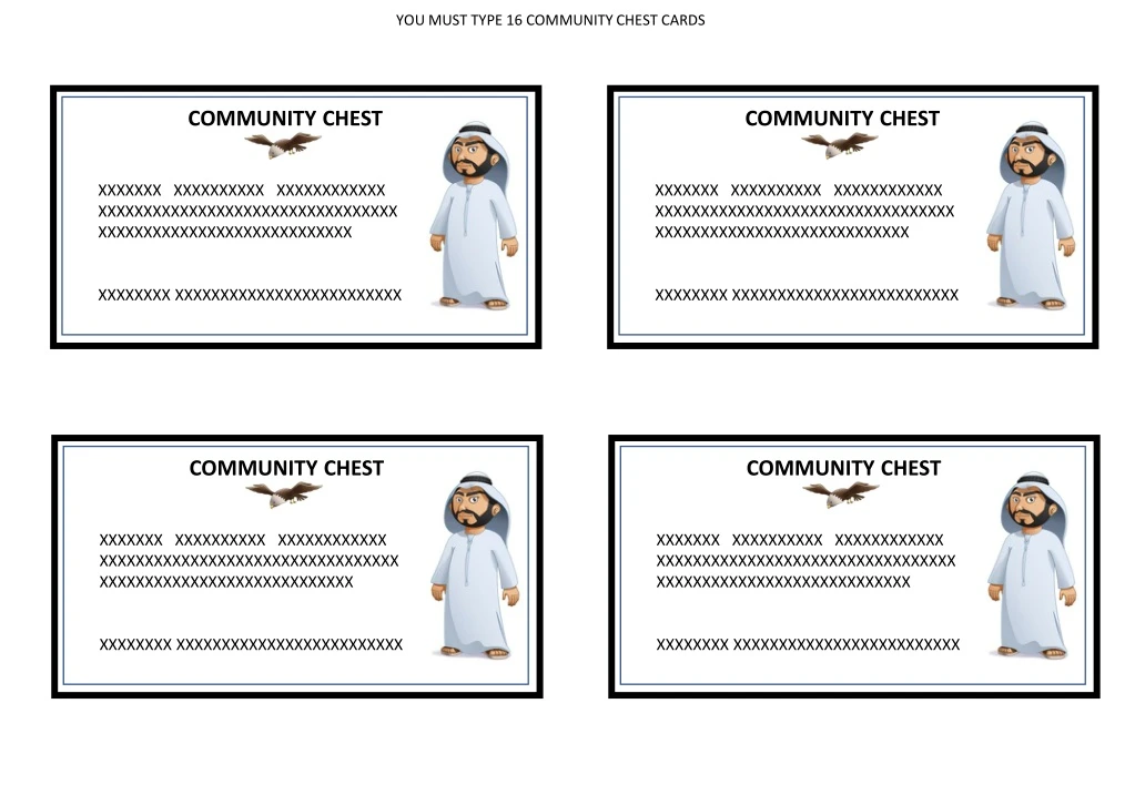 you must type 16 community chest cards