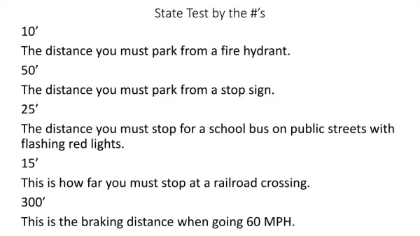 State Test by the #’s
