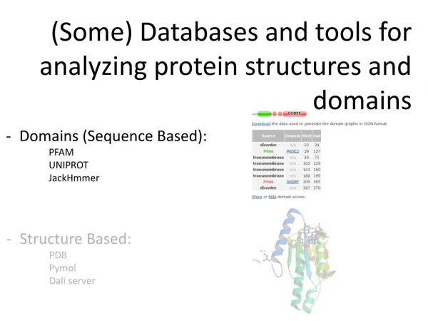 (Some) Databases and tools for analyzing protein structures and domains