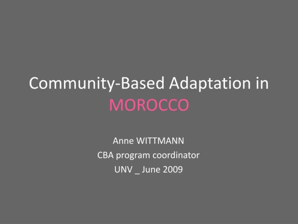 Community - Based Adaptation in MOROCCO