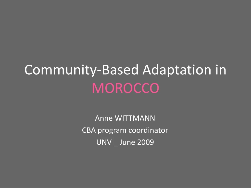 community based adaptation in morocco