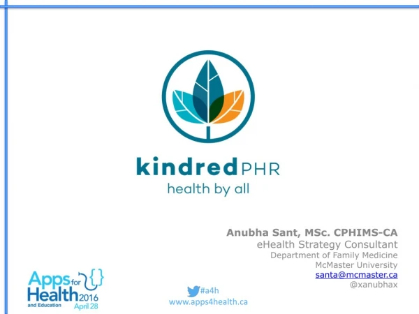 Anubha Sant, MSc. CPHIMS-CA eHealth Strategy Consultant Department of Family Medicine
