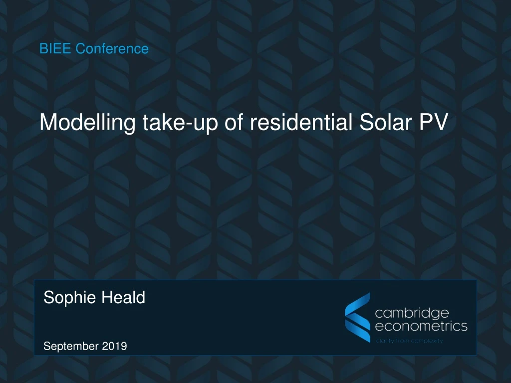 modelling take up of residential solar pv
