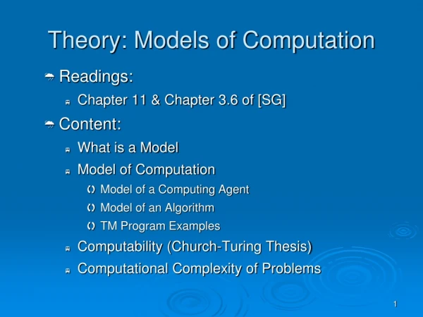 Theory: Models of Computation