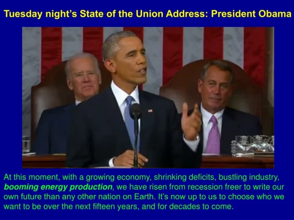 Tuesday night’s State of the Union Address: President Obama