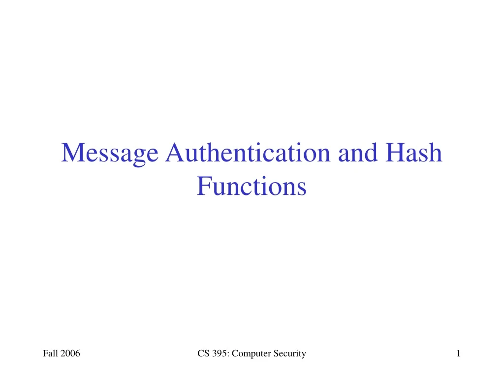 message authentication and hash functions