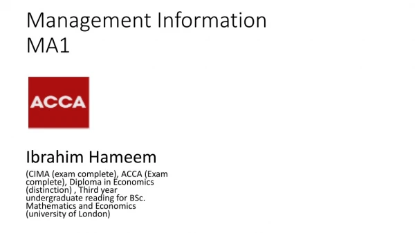 Management Information MA1