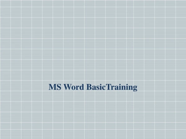 MS Word BasicTraining
