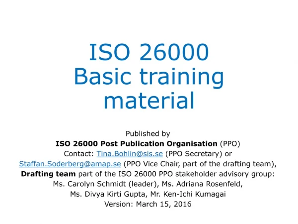 ISO 26000 Basic training material