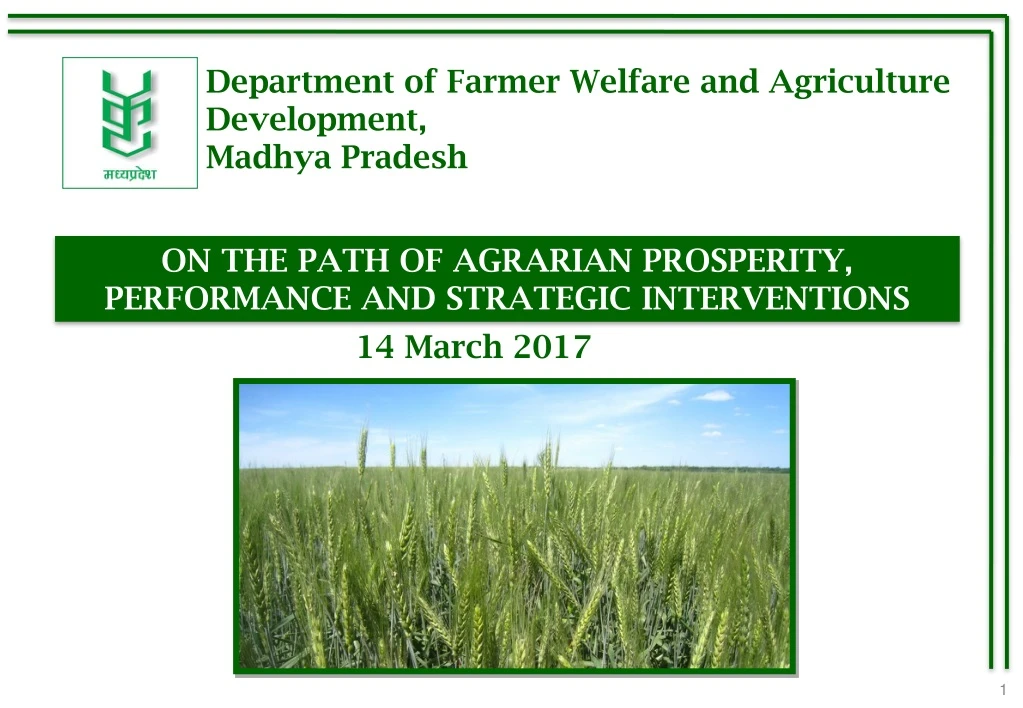 department of farmer welfare and agriculture