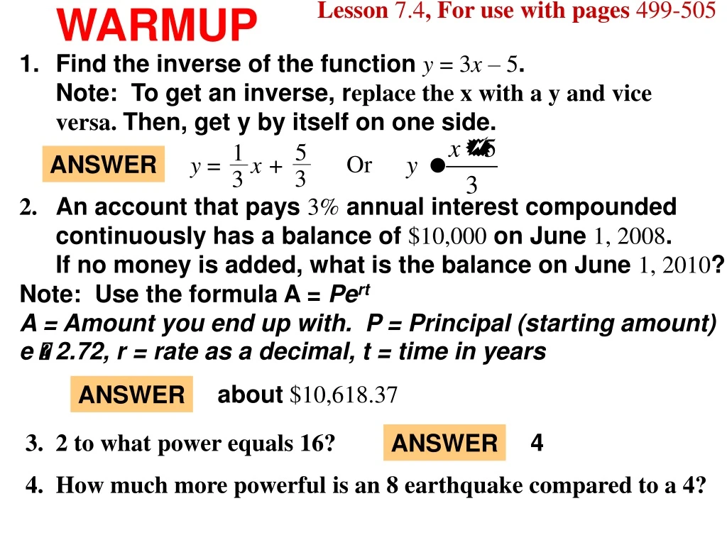 lesson 7 4 for use with pages 499 505