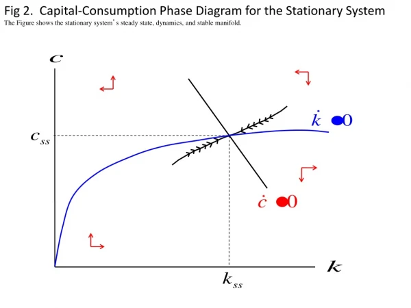 Fig 2. Capital-Consumption Phase Diagram for the Stationary System