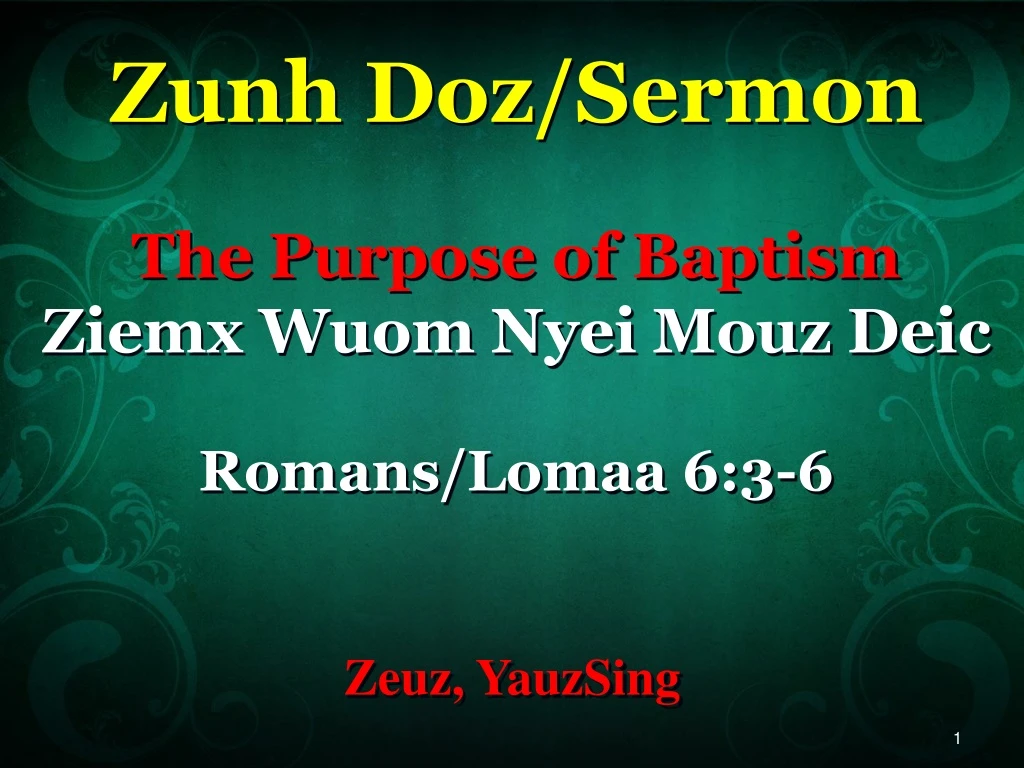 zunh doz sermon the purpose of baptism ziemx wuom