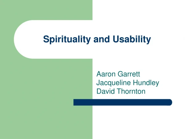 Spirituality and Usability