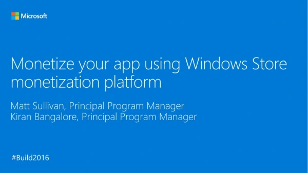 Monetize your app using Windows Store monetization platform