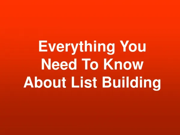 List Building Bulletin
