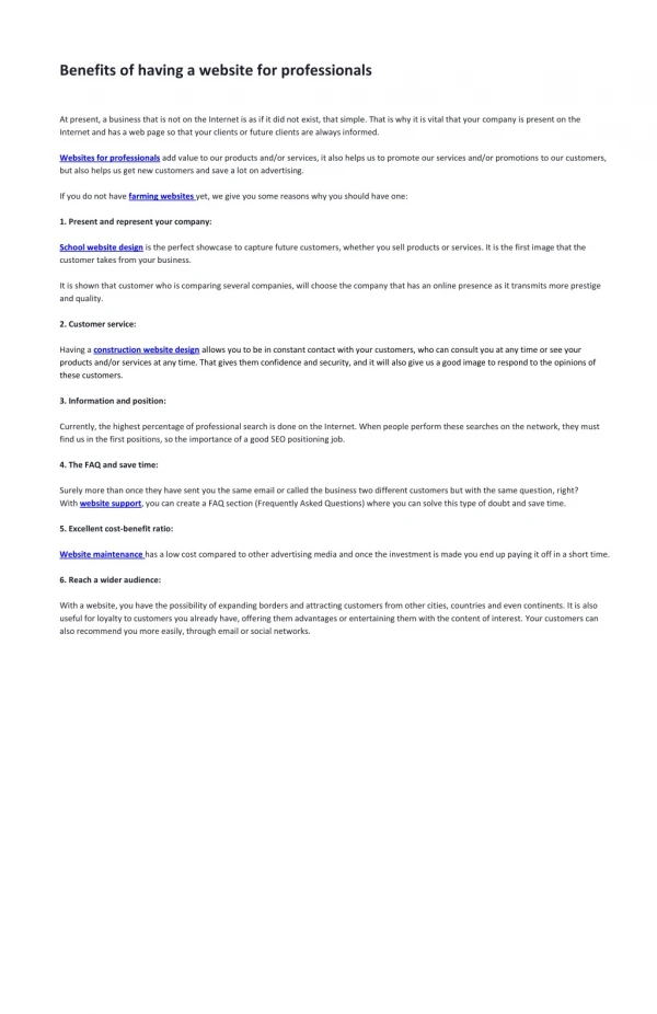 benefits of having a website for professionals