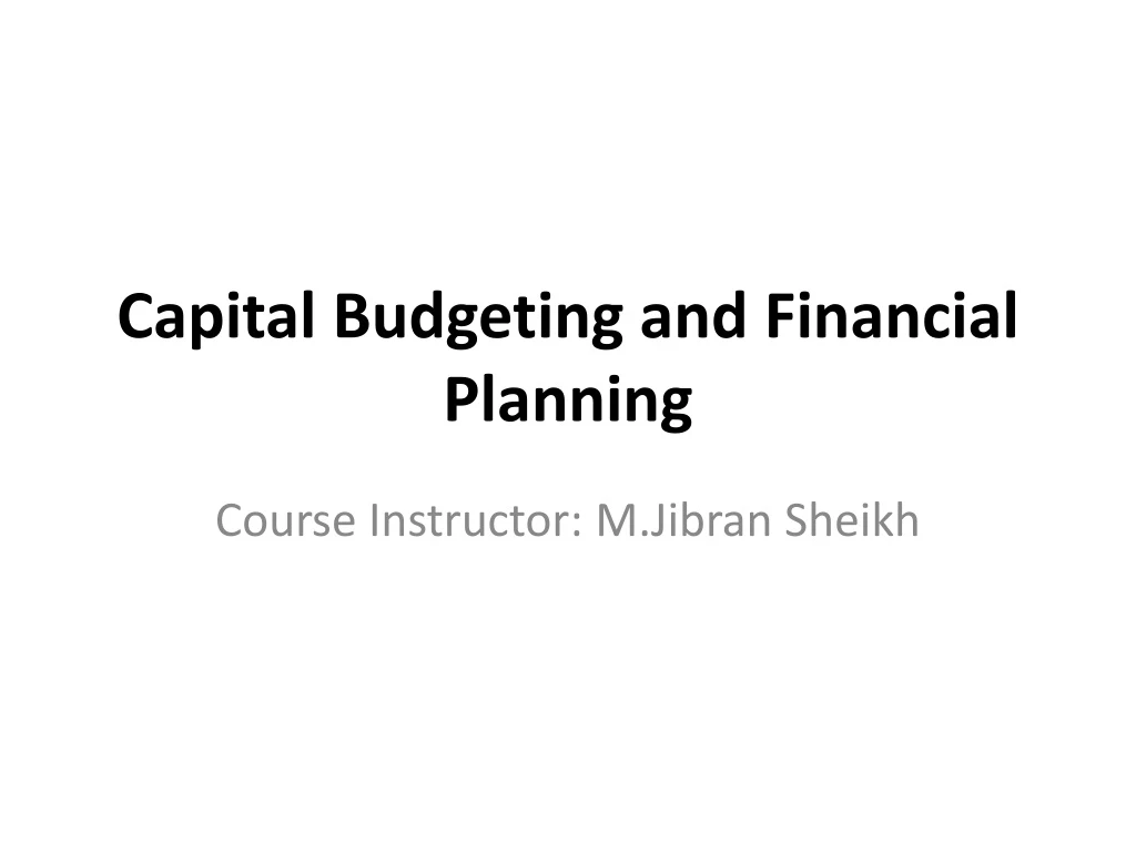 capital budgeting and financial planning