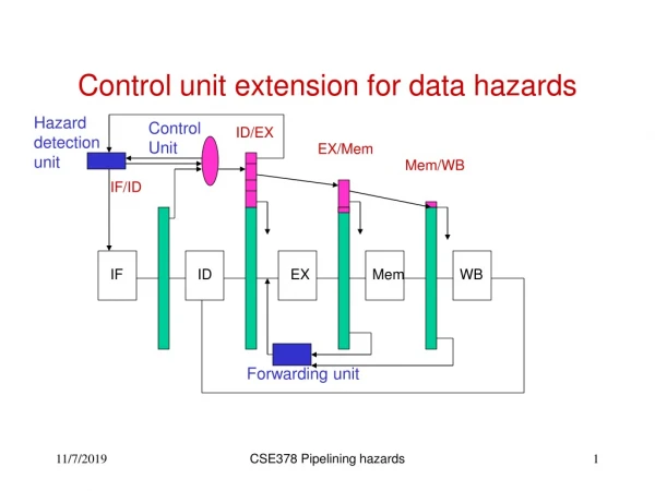 Control unit extension for data hazards