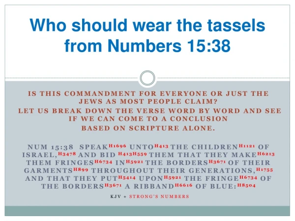 Who should wear the tassels from Numbers 15:38
