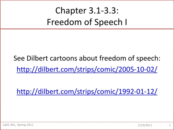 Chapter 3.1-3.3: Freedom of Speech I