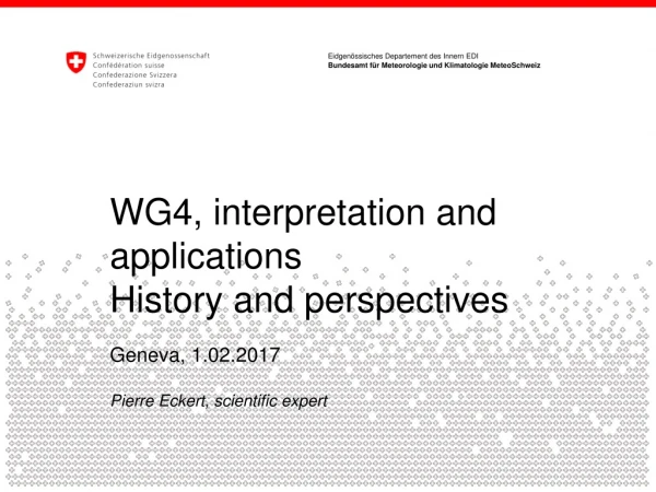 WG4, interpretation and applications History and perspectives Geneva, 1.02.2017