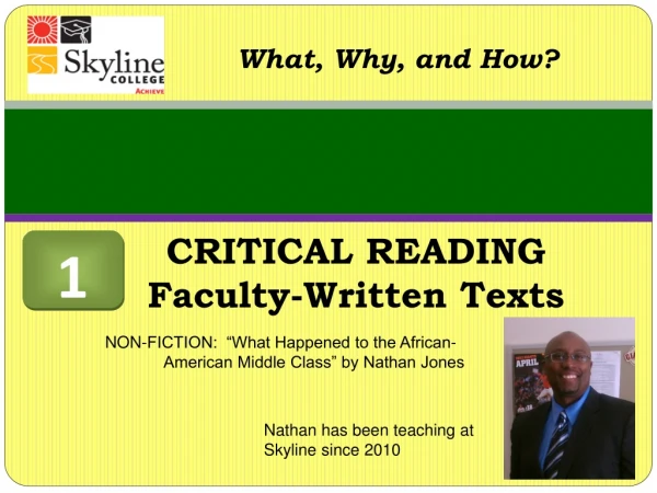 CRITICAL READING Faculty-Written Texts