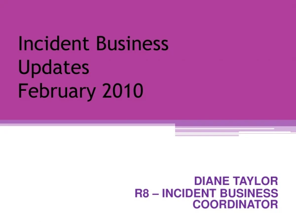 Incident Business Updates February 2010