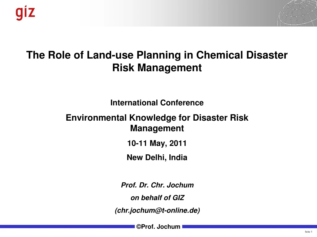 the role of land use planning in chemical disaster risk management