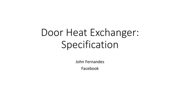 Door Heat Exchanger: Specification