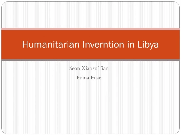 Humanitarian Inverntion in Libya