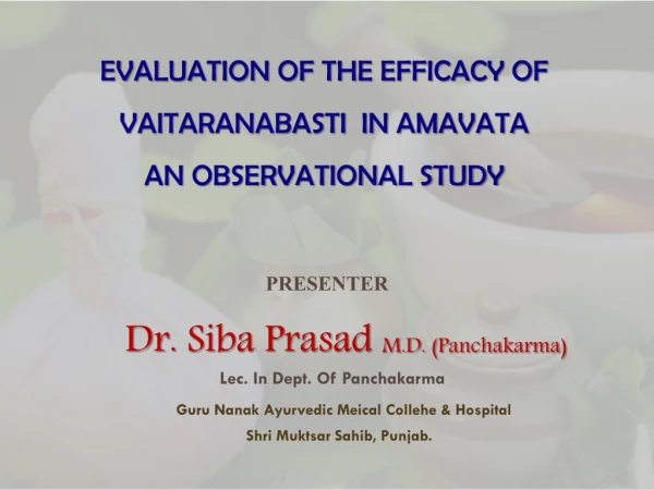 EVALUATION OF THE EFFICACY OF VAITARANABASTI IN AMAVATA AN OBSERVATIONAL STUDY