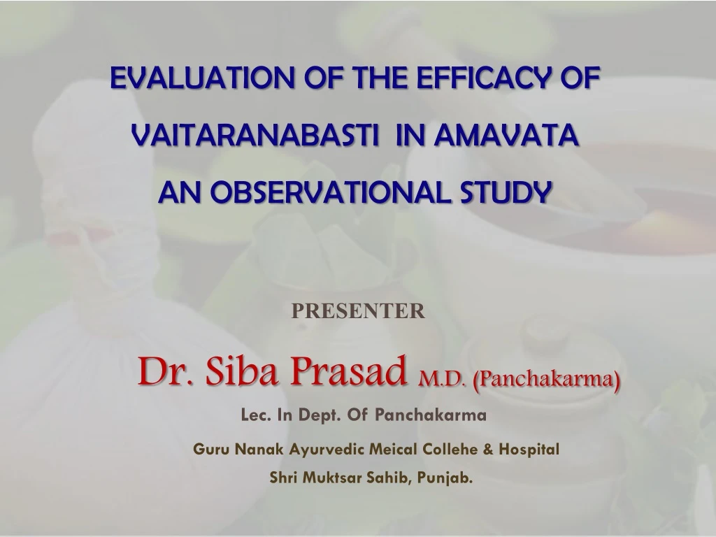 evaluation of the efficacy of vaitaranabasti in amavata an observational study