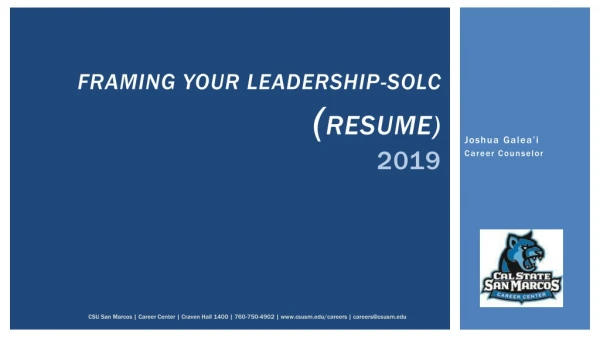 Framing Your Leadership-SOLC ( Resume) 2019