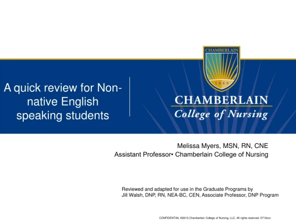 A quick review for Non-native English speaking students