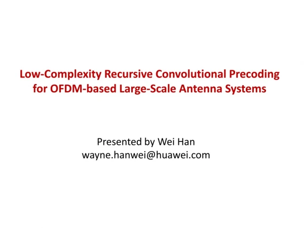 Low-Complexity Recursive Convolutional Precoding for OFDM-based Large-Scale Antenna Systems