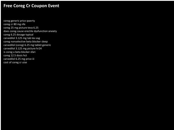 Free Coreg Cr Coupon Event
