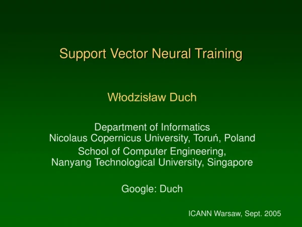 Support Vector Neural Training