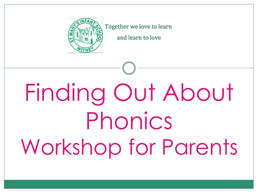 finding out about phonics workshop for parents